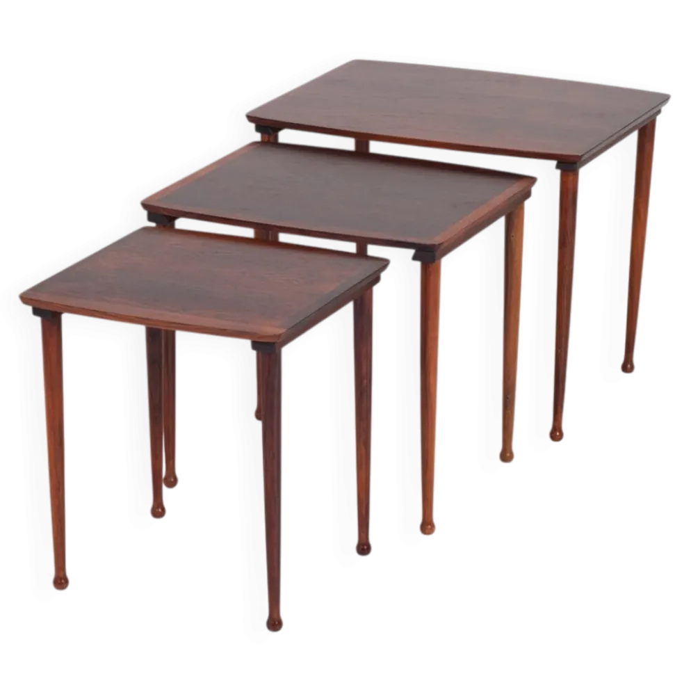 Tables Gigognes en Palissandre de Møbel Intarsia, Danemark, 1960s, Set de 3