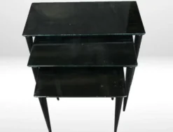 Tables Gigognes en Parchemin Vert Émeraude par Aldo Tura, 1955