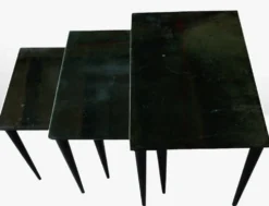 Tables Gigognes en Parchemin Vert Émeraude par Aldo Tura, 1955