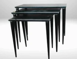 Tables Gigognes en Parchemin Vert Émeraude par Aldo Tura, 1955