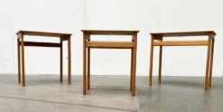 Tables gigognes en pin de style mid-century moderne d'Asko, Finlande, années 1960, ensemble de 3.