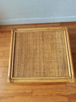Tables gigognes en rotin et cannage – Esprit Riviera – Vers 1970/80