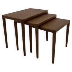 Tables gigognes en teck, Danemark, années 1960, lot de 3