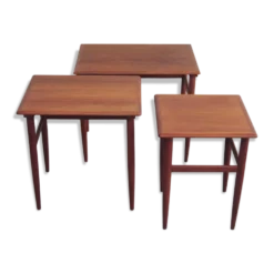 3 tables gigognes en teck, Danemark 1960