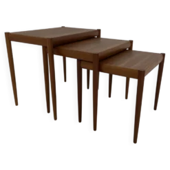 Tables gigognes en teck, Danemark, années 1960, lot de 3
