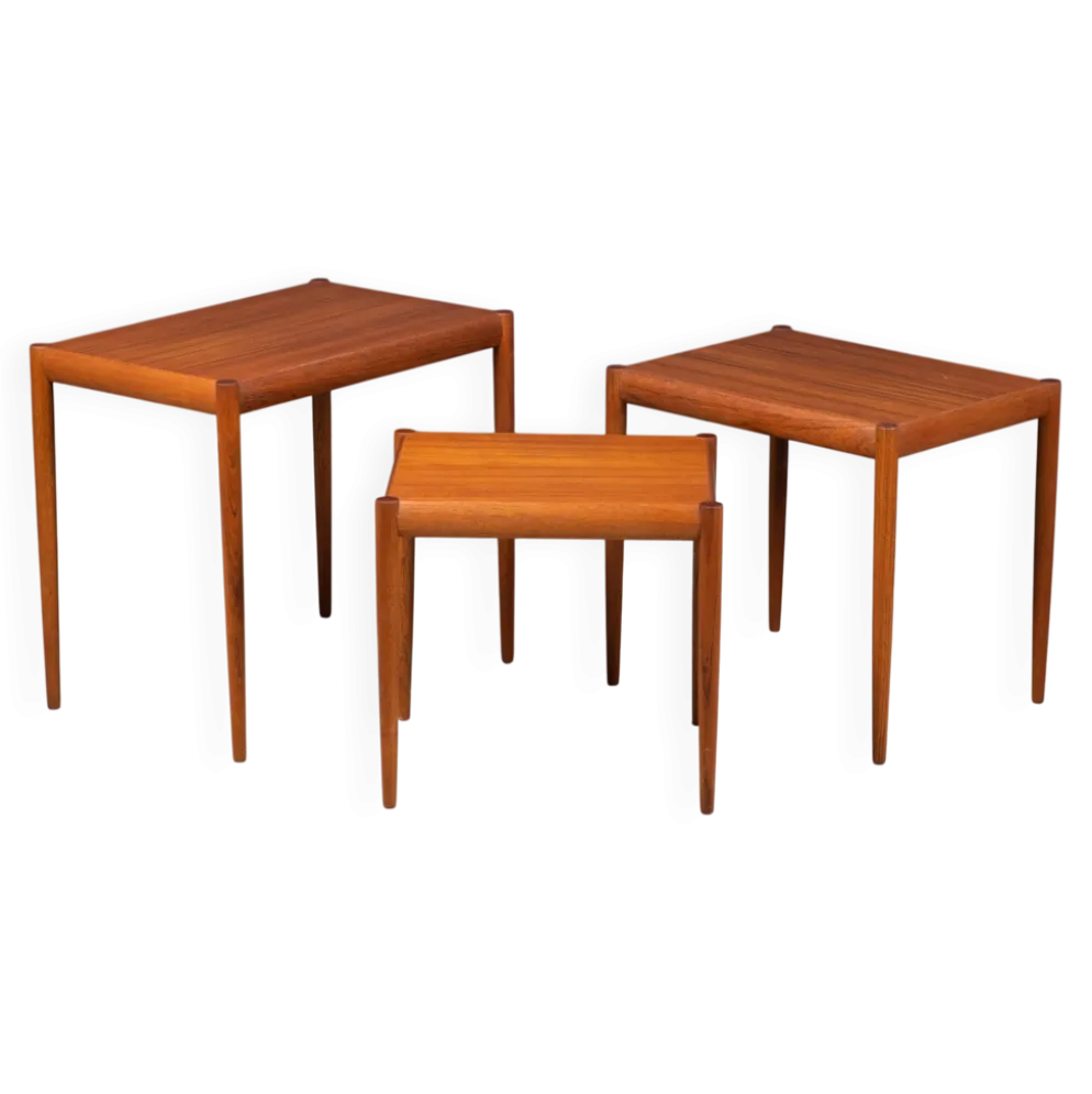 Tables Gigognes en Teck, Danemark, 1960s, Set de 3