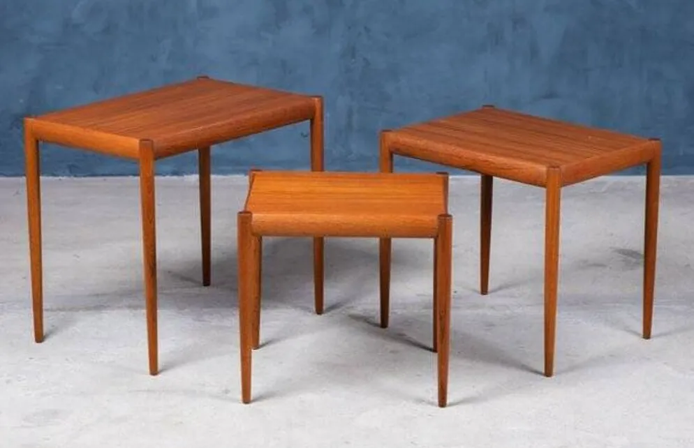 Tables Gigognes en Teck, Danemark, 1960s, Set de 3
