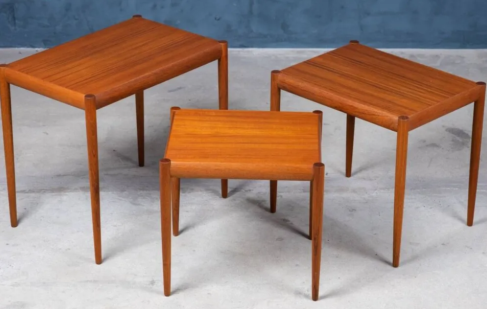 Tables Gigognes en Teck, Danemark, 1960s, Set de 3
