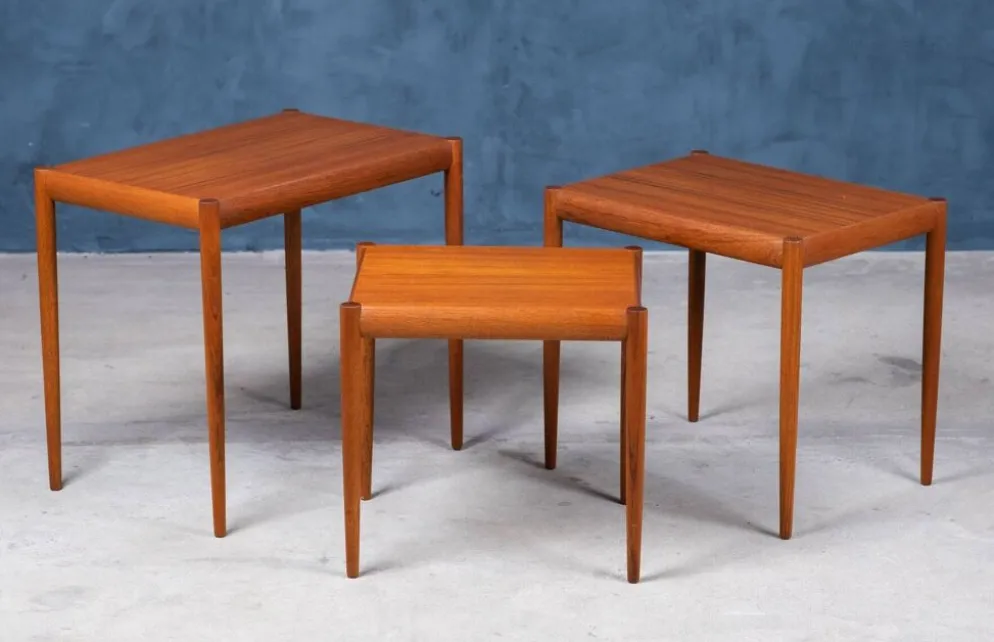 Tables Gigognes en Teck, Danemark, 1960s, Set de 3