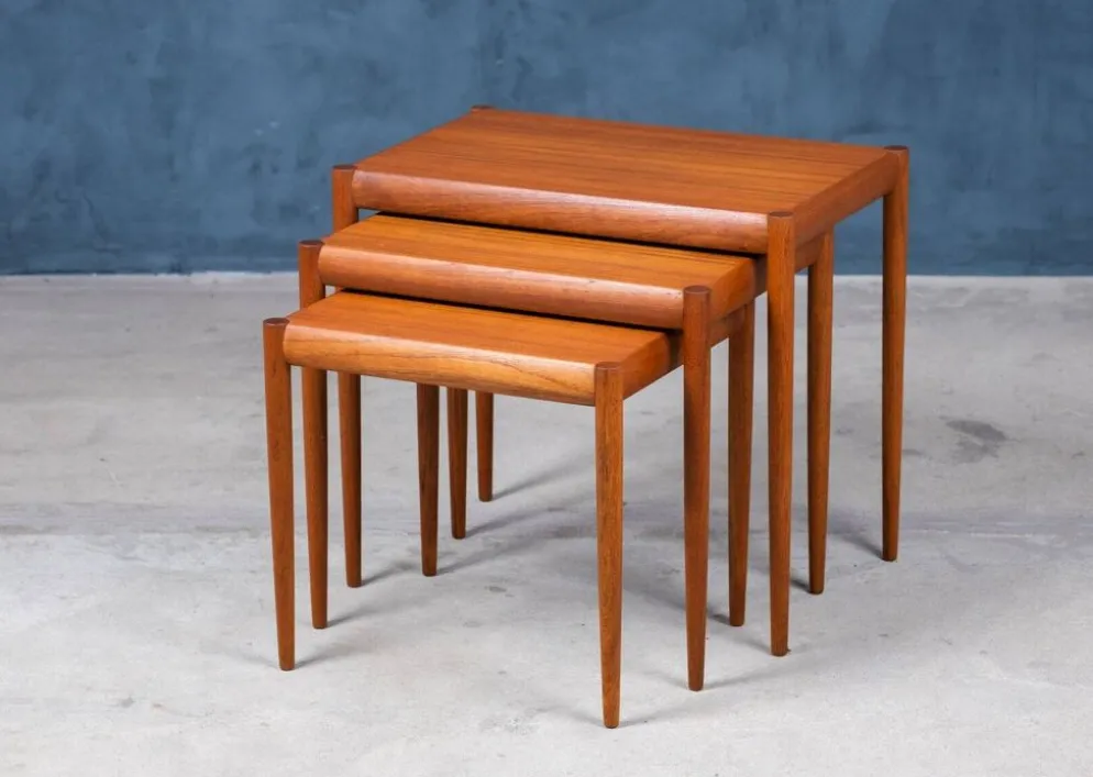 Tables Gigognes en Teck, Danemark, 1960s, Set de 3