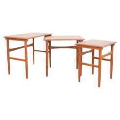Tables gigognes en teck danois des années 50, ensemble de 3