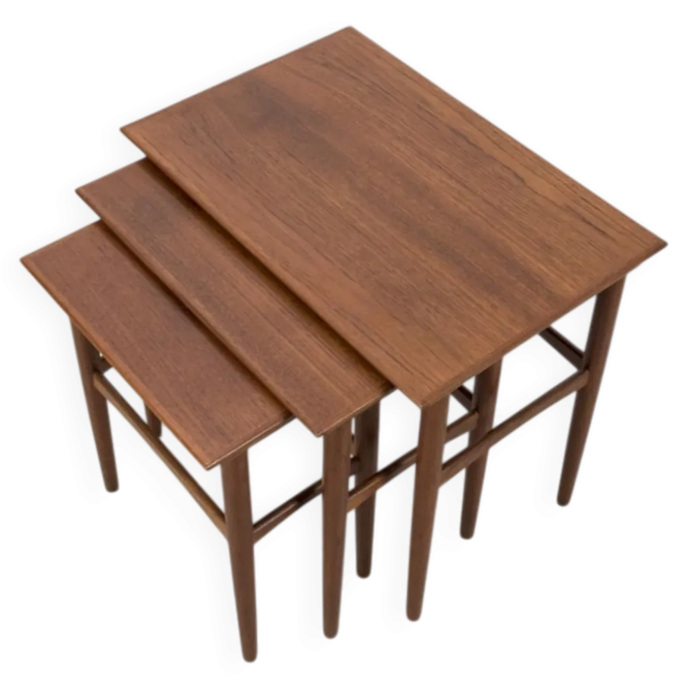Tables gigognes en teck danois, ensemble de 3