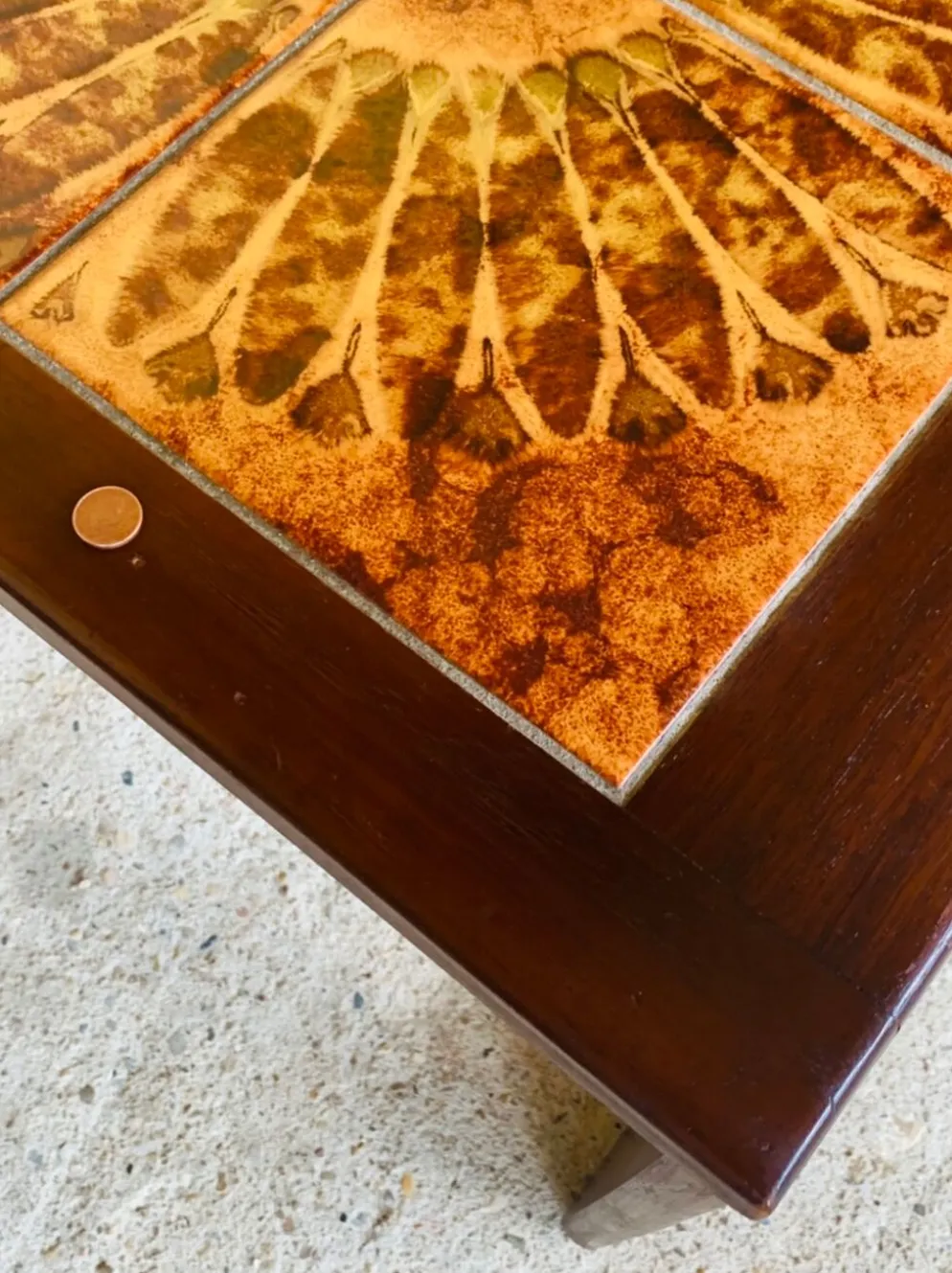 Tables gigognes en teck et céramique, scandinave , années 60