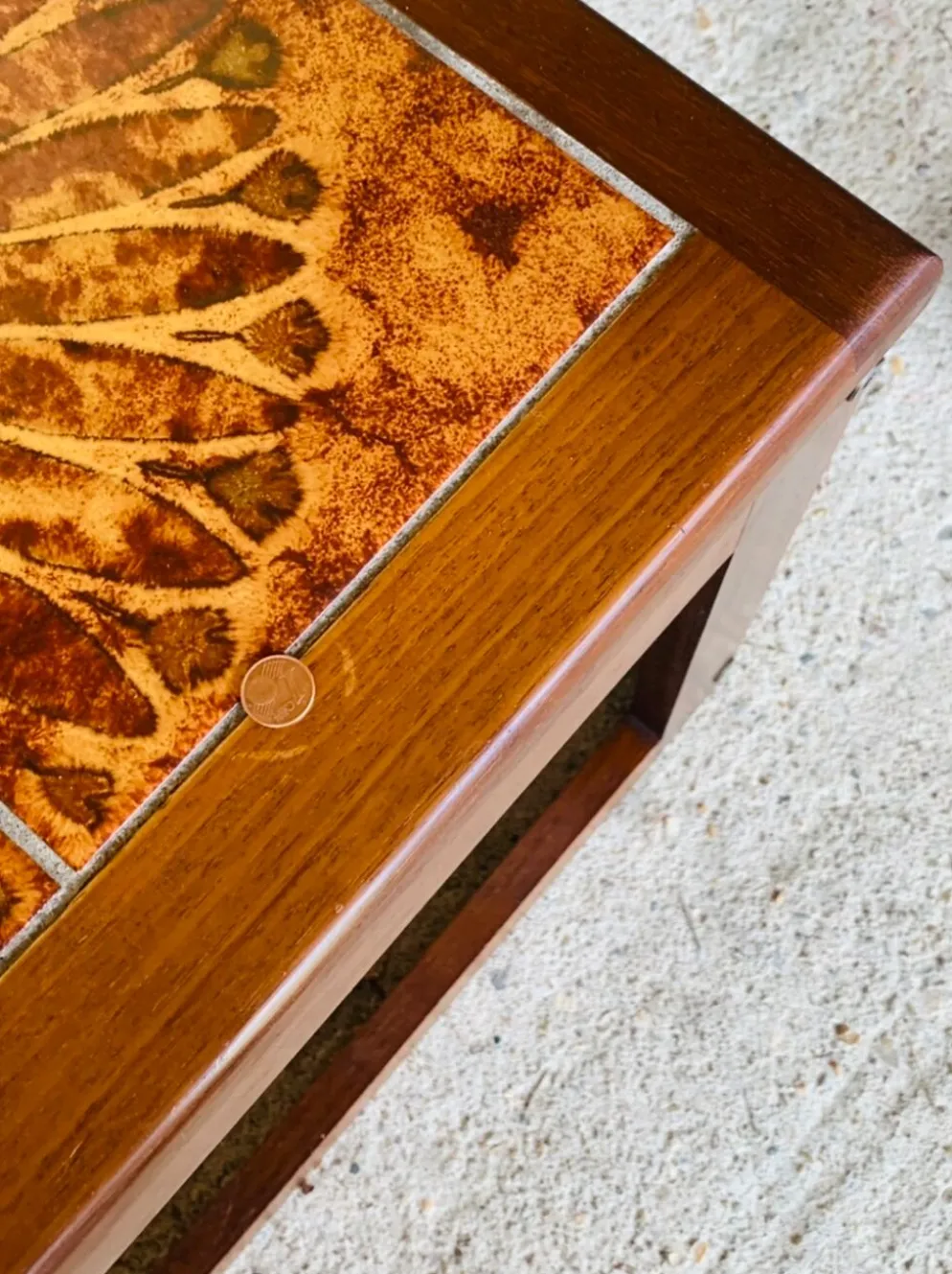 Tables gigognes en teck et céramique, scandinave , années 60