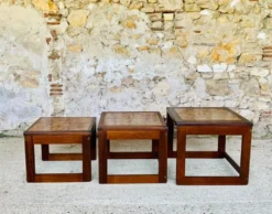 Tables gigognes en teck et céramique, scandinave , années 60
