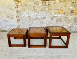 Tables gigognes en teck et céramique, scandinave , années 60