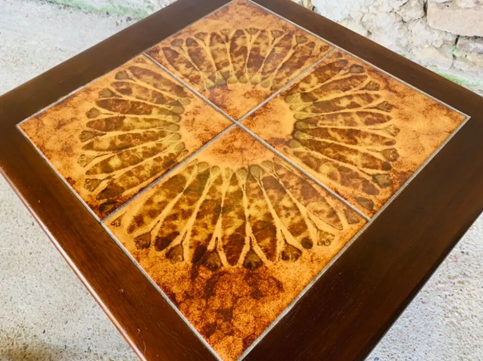 Tables gigognes en teck et céramique, scandinave , années 60