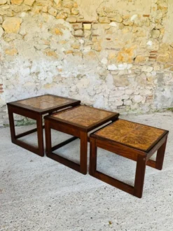 Tables gigognes en teck et céramique, scandinave , années 60