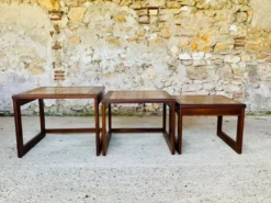Tables gigognes en teck et céramique, scandinave , années 60
