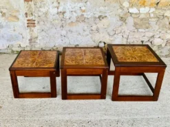 Tables gigognes en teck et céramique, scandinave , années 60