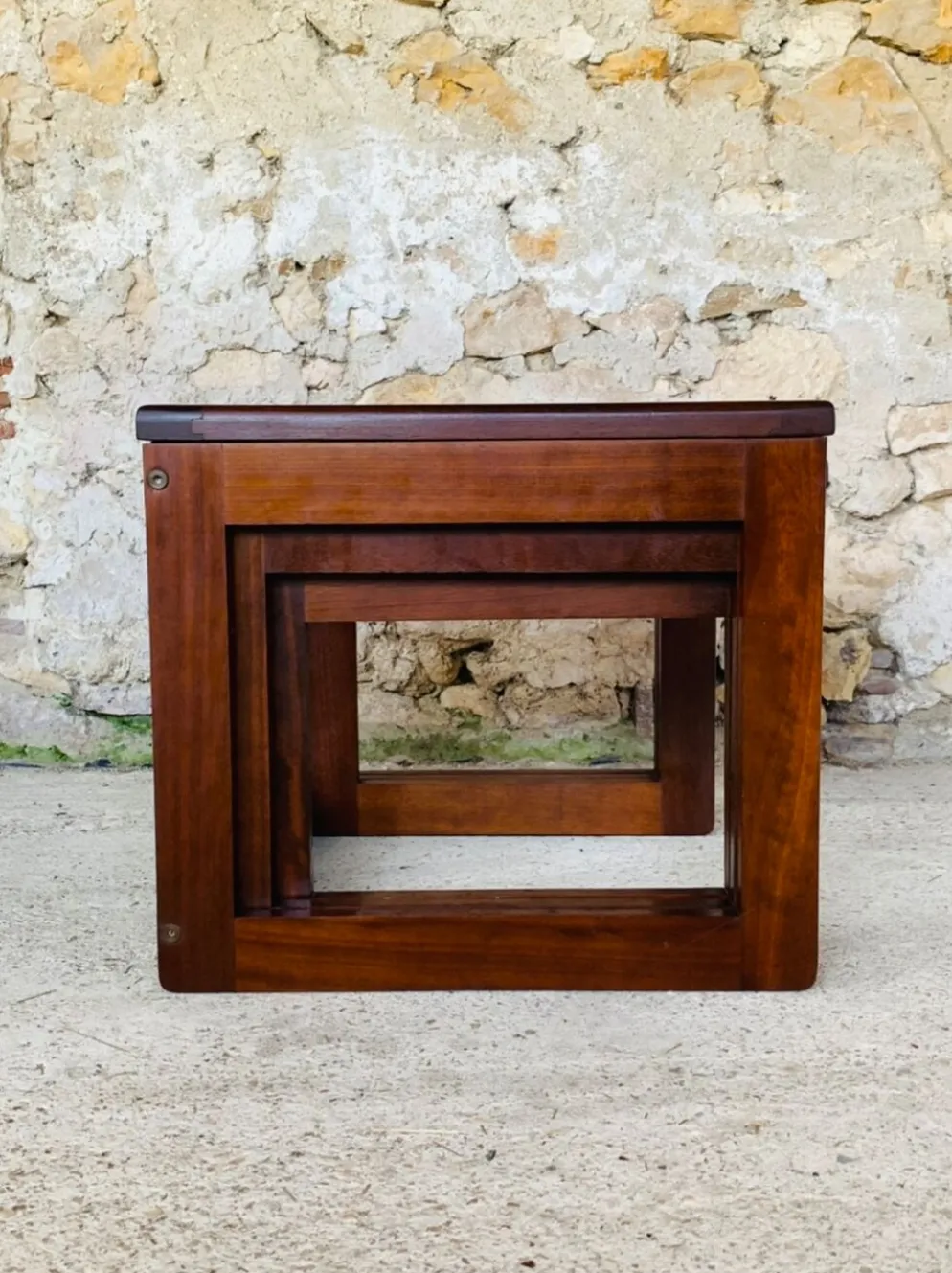 Tables gigognes en teck et céramique, scandinave , années 60