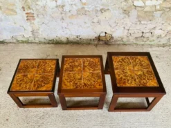 Tables gigognes en teck et céramique, scandinave , années 60