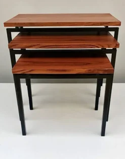 Tables Gigognes en Teck et Fer Noir par Cees Braakman pour Pastoe, ann