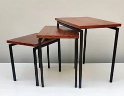Tables Gigognes en Teck et Fer Noir par Cees Braakman pour Pastoe, ann