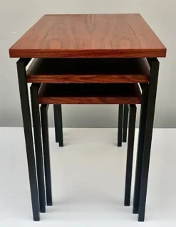 Tables Gigognes en Teck et Fer Noir par Cees Braakman pour Pastoe, ann