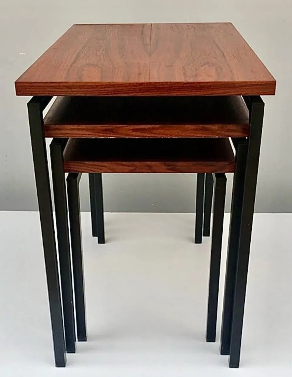 Tables Gigognes en Teck et Fer Noir par Cees Braakman pour Pastoe, ann