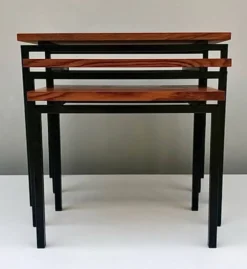 Tables Gigognes en Teck et Fer Noir par Cees Braakman pour Pastoe, ann