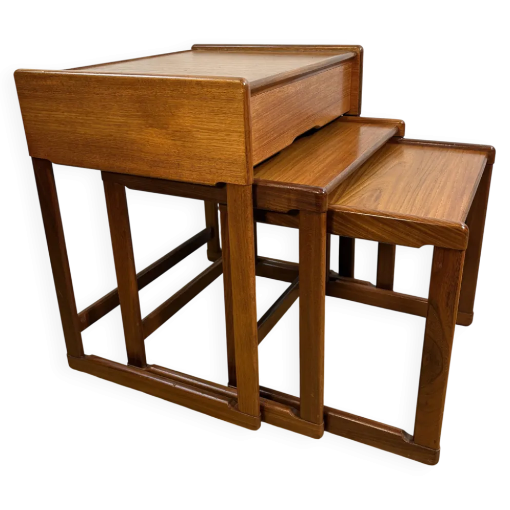 Tables gigognes en teck G Plan vintage | Années 1960 | Détail de tiroir rare | Britannique M