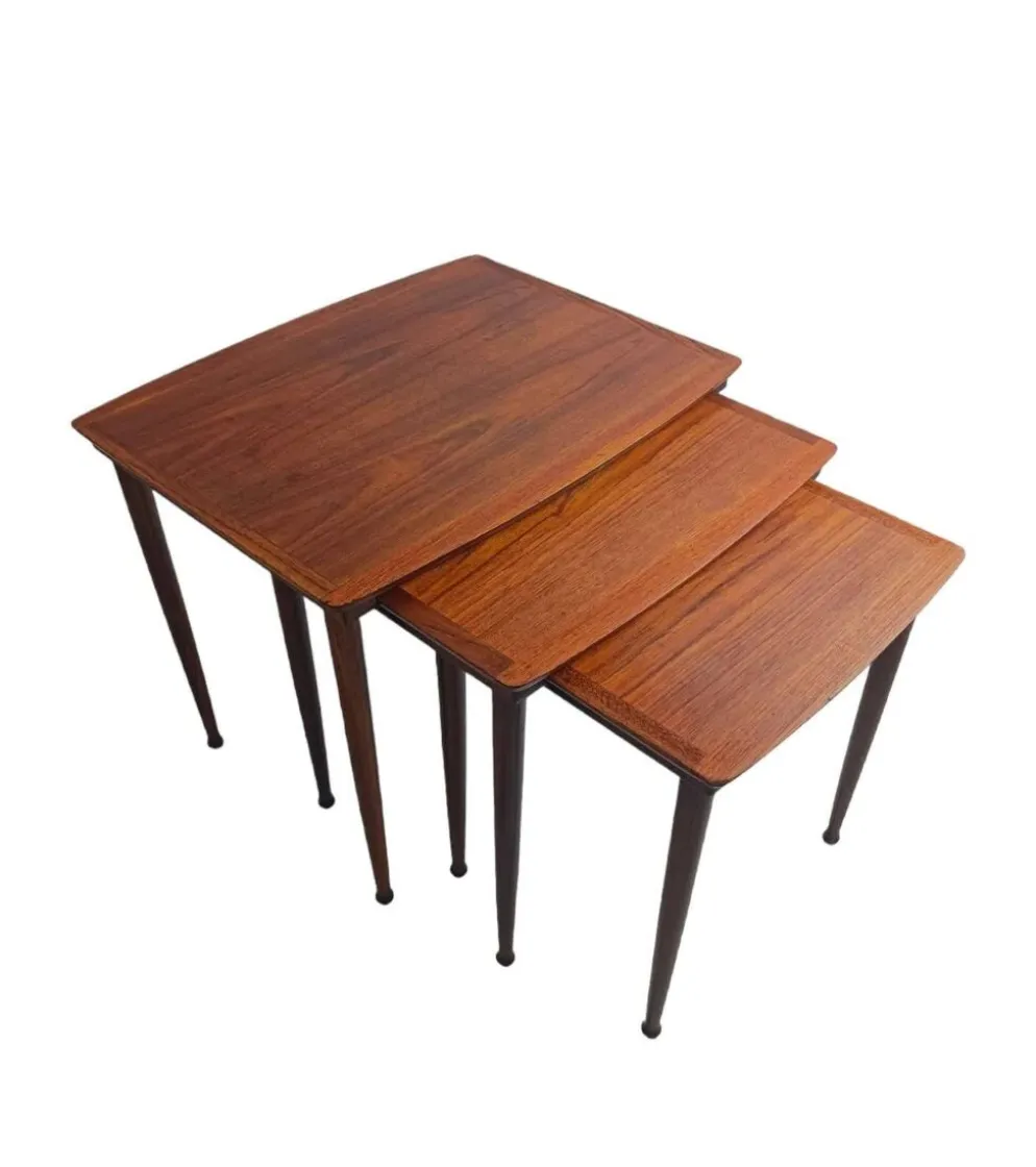 Tables gigognes en teck ×3, J. Aakjær Jørgensen, Danemark années 60