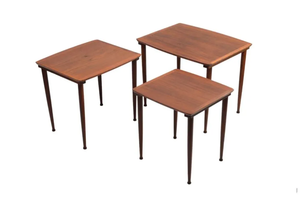Tables gigognes en teck ×3, J. Aakjær Jørgensen, Danemark années 60