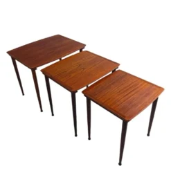 Tables gigognes en teck ×3, J. Aakjær Jørgensen, Danemark années 60