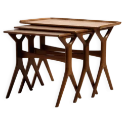 Tables gigognes en teck par Johannes Andersen pour CFC Silkeborg, ensemble de 3