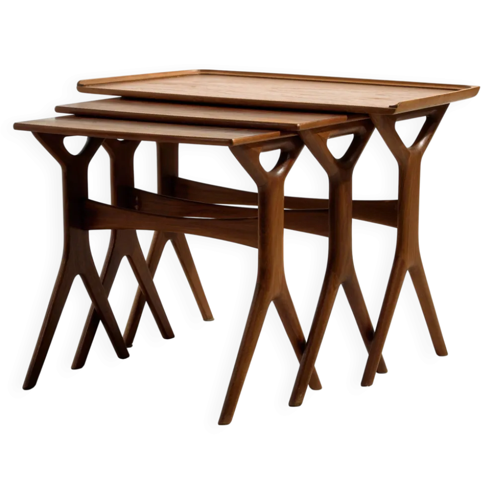 Tables gigognes en teck par Johannes Andersen pour CFC Silkeborg, ensemble de 3