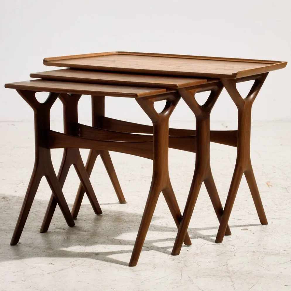Tables gigognes en teck par Johannes Andersen pour CFC Silkeborg, ensemble de 3
