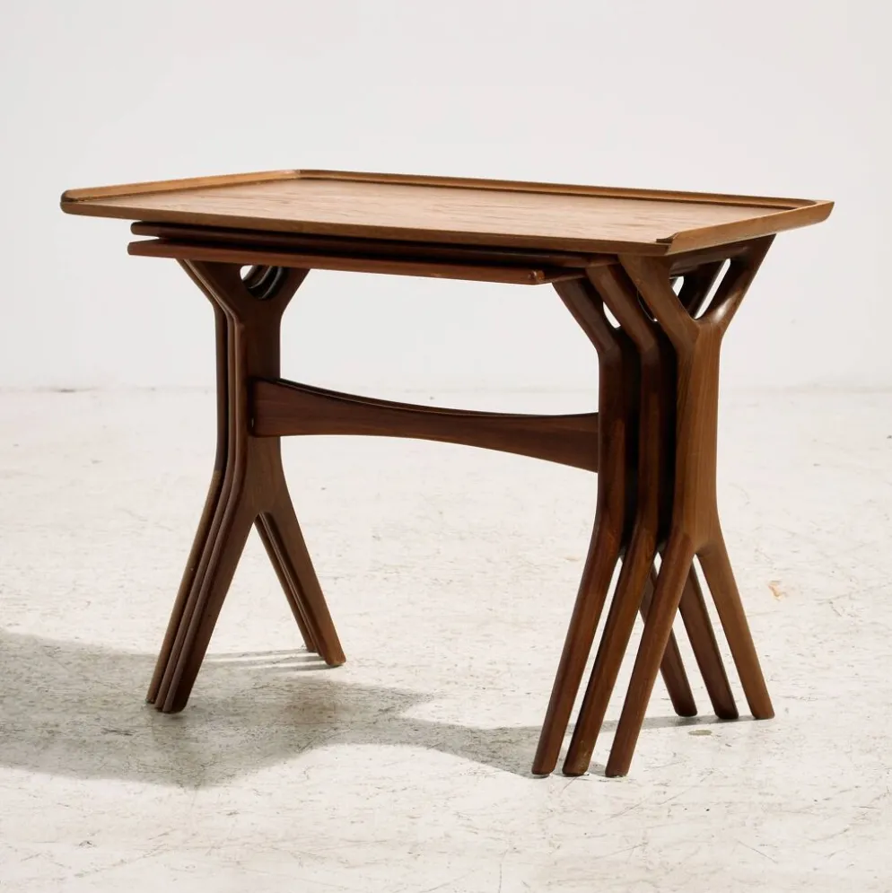 Tables gigognes en teck par Johannes Andersen pour CFC Silkeborg, ensemble de 3