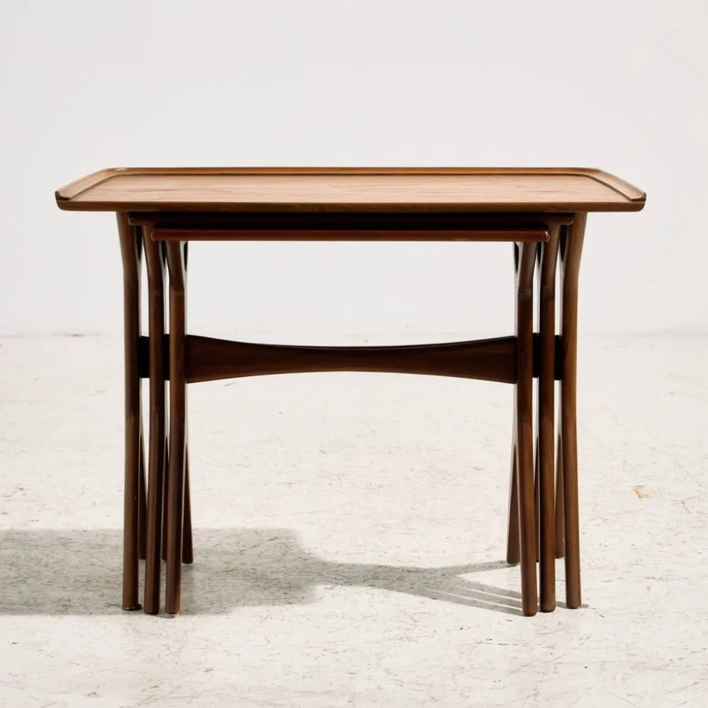 Tables gigognes en teck par Johannes Andersen pour CFC Silkeborg, ensemble de 3