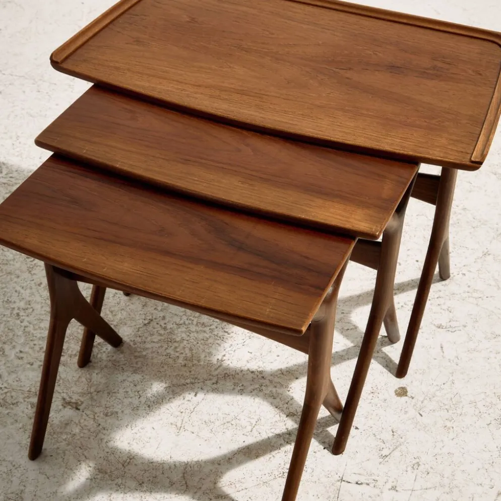 Tables gigognes en teck par Johannes Andersen pour CFC Silkeborg, ensemble de 3