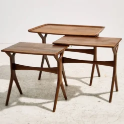 Tables gigognes en teck par Johannes Andersen pour CFC Silkeborg, ensemble de 3