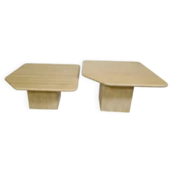 Tables gigognes en travertin, ensemble de 2, années 1970
