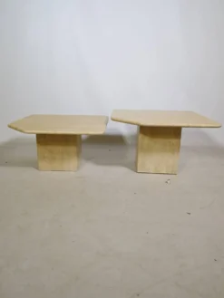 Tables gigognes en travertin, ensemble de 2, années 1970