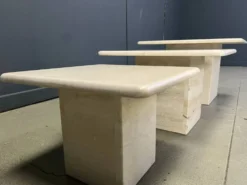 Tables gigognes en travertin vintage ou tables d'appoint, années 1970