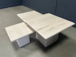Tables gigognes en travertin vintage ou tables d'appoint, années 1970
