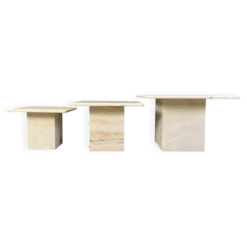 Tables gigognes en travertin vintage ou tables d'appoint, années 1970