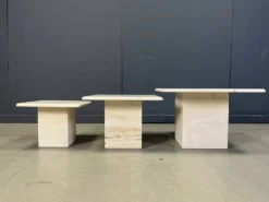 Tables gigognes en travertin vintage ou tables d'appoint, années 1970