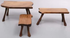 Tables gigognes en tronc d’arbre sculptées à la main, années 1960