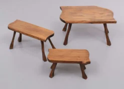 Tables gigognes en tronc d’arbre sculptées à la main, années 1960